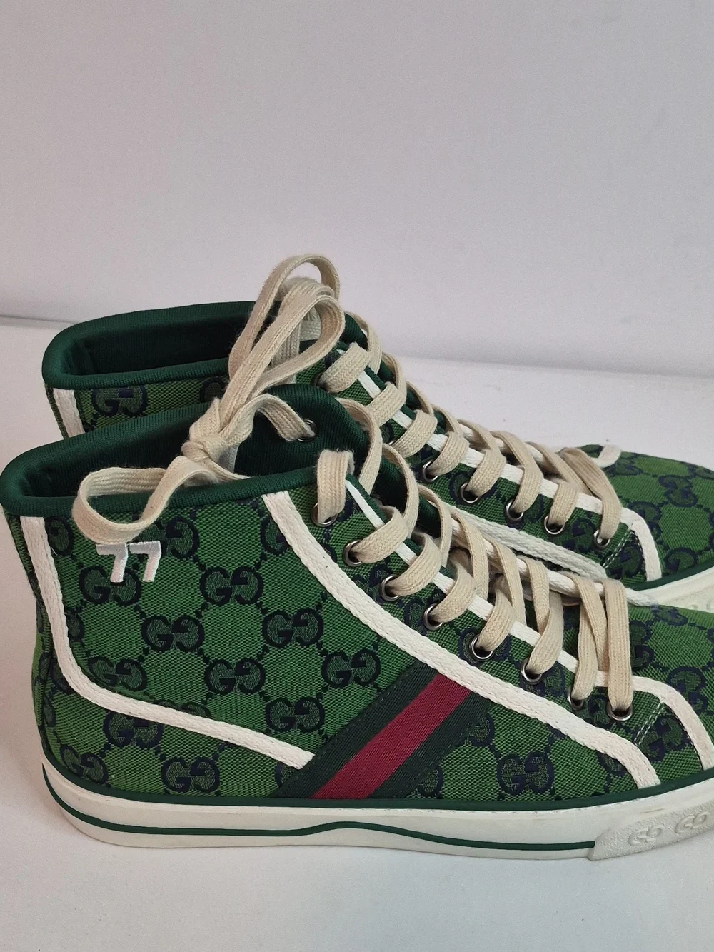 Gucci Green GG Canvas High-Top Sneakers Size 39